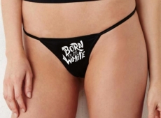 String Tanga - Born to be white - Logo - schwarz