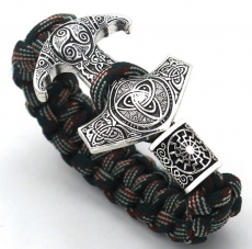 Armband - Paracord mit Thors Hammer und Schwarzer Sonne