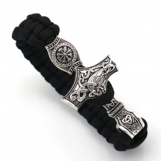 Armband - Paracord mit Thors Hammer und Wikinger Kompass