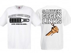 Frauen T-Shirt - Saufen gegen Links - weiß/schwarz