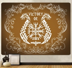 Wanddekoration - Tuch - Victory or Valhalla - braun - 200x150cm