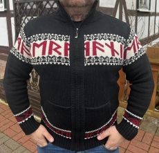 Runenstrickjacke - Germania - schwarz-weiß-rot