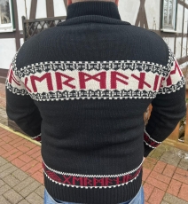 Runenstrickjacke - Germania - schwarz-weiß-rot