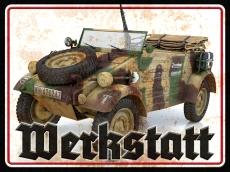 Holzschild - 30x40cm - Werkstatt - VW Kübelwagen