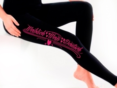 Frauen - Leggings - Weiblich Weiß Deutsch - schwarz/pink