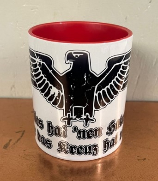 Tasse - rot - Alles hat nen Haken, nur das Kreuz hat vier - mit Reichsadler - weiß/schwarz