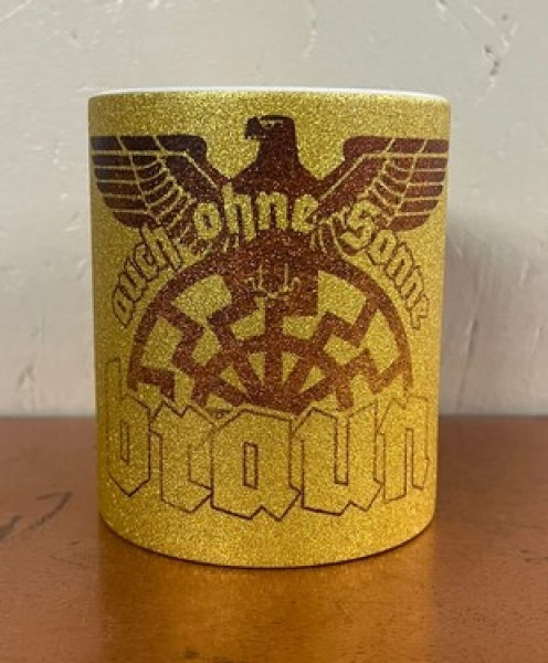 Glitzer Tasse - gold - Auch ohne Sonne braun - Motiv 3