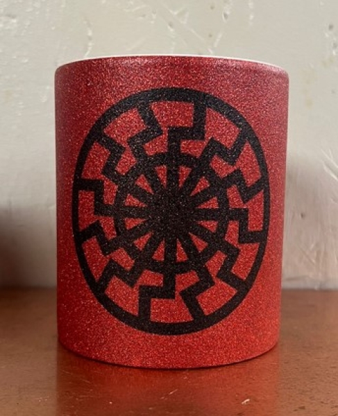 Glitzer Tasse - rot - Schwarze Sonne